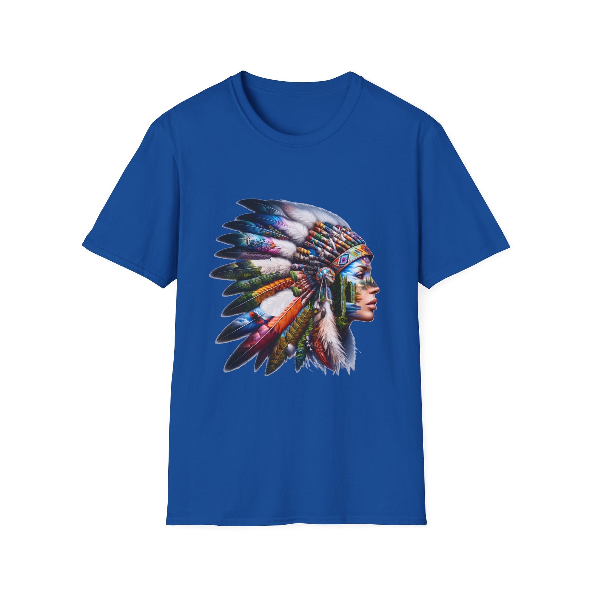 Native American Inspired Female-2. / Unisex Graphic Tee Shirt - Global Warming Warrior Wear, "S.P.C." A Social Purpose Corporation  