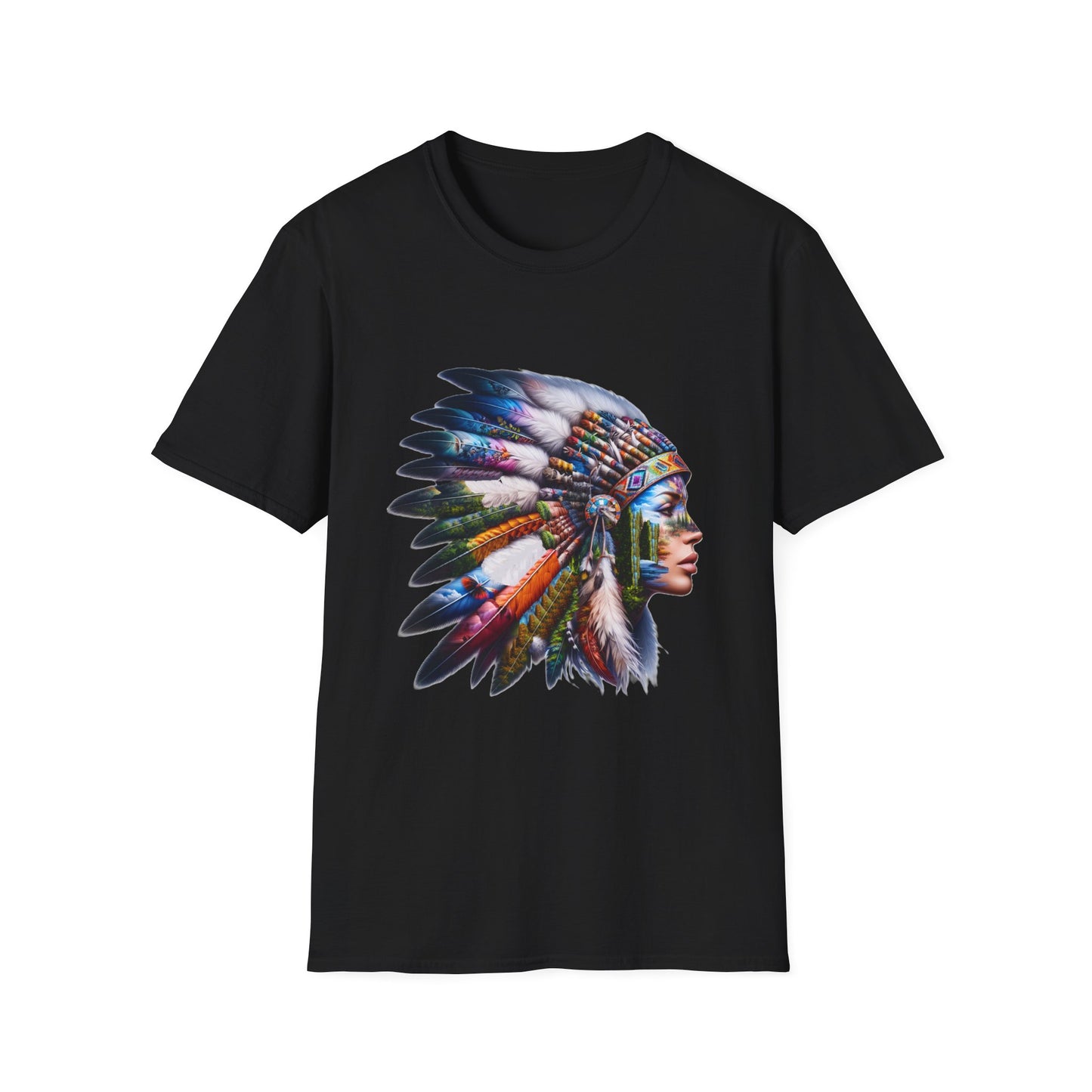 Native American Inspired Female-2. / Unisex Graphic Tee Shirt - Global Warming Warrior Wear, "S.P.C." A Social Purpose Corporation  