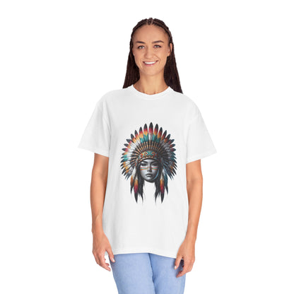 Native American Inspired Female-1.  / Unisex Graphic Tee Shirt - Global Warming Warrior Wear, "S.P.C." A Social Purpose Corporation  