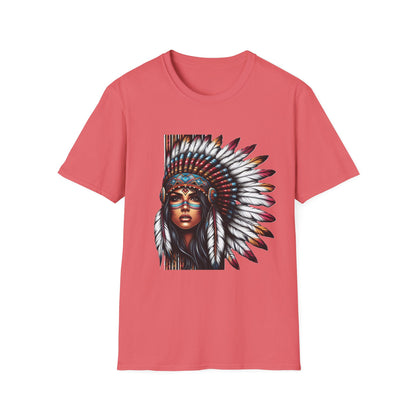 Native American Inspired Female-3.  / Unisex Graphic Tee Shirt - Global Warming Warrior Wear, "S.P.C." A Social Purpose Corporation  