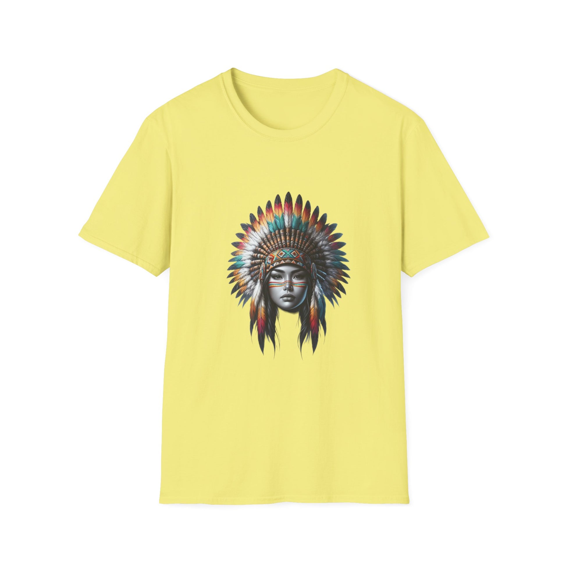 Native American Inspired Female-1.  / Unisex Graphic Tee Shirt - Global Warming Warrior Wear, "S.P.C." A Social Purpose Corporation  