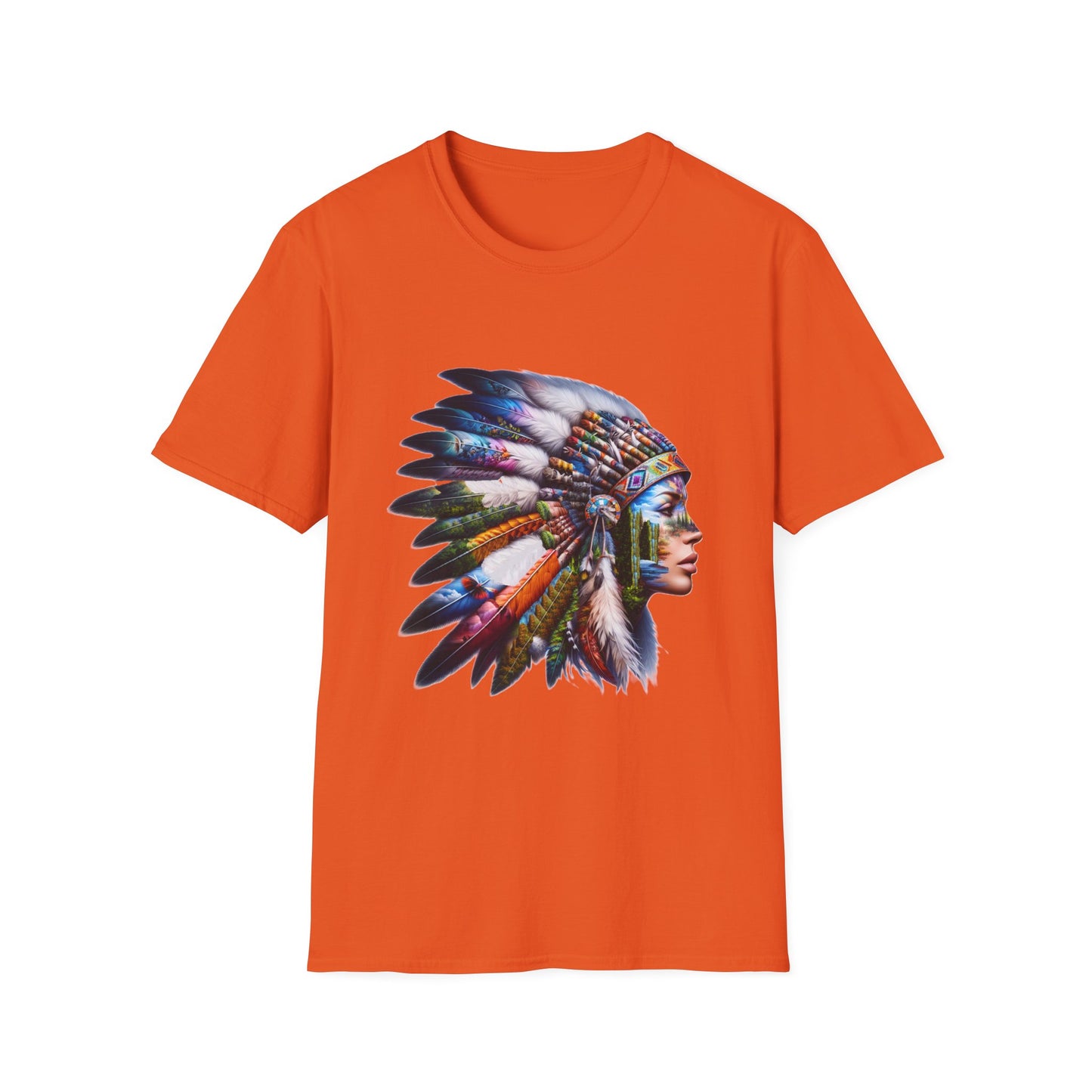 Native American Inspired Female-2. / Unisex Graphic Tee Shirt - Global Warming Warrior Wear, "S.P.C." A Social Purpose Corporation  