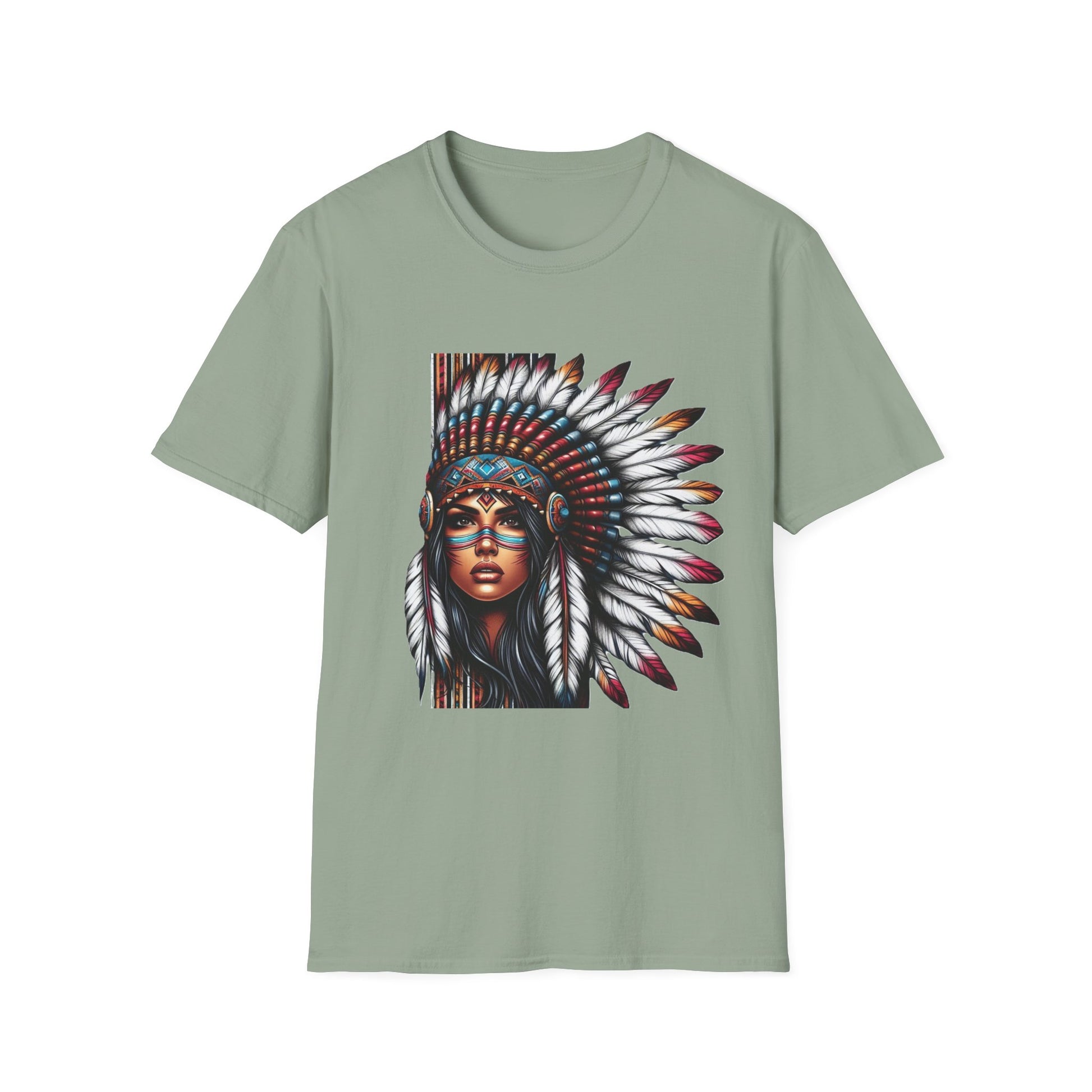 Native American Inspired Female-3.  / Unisex Graphic Tee Shirt - Global Warming Warrior Wear, "S.P.C." A Social Purpose Corporation  