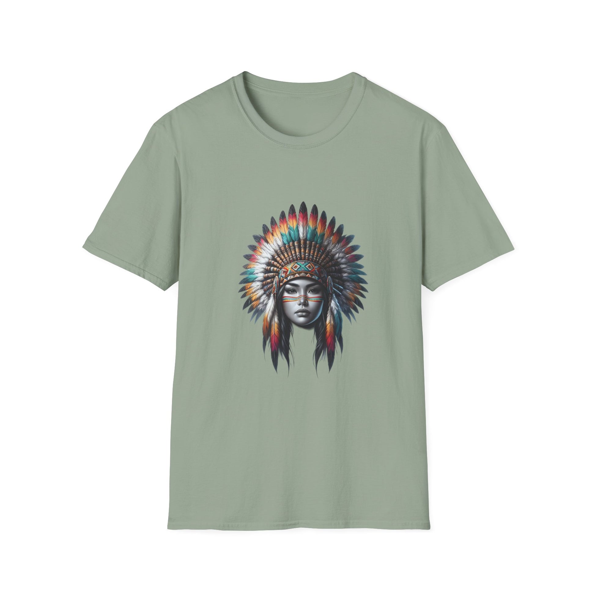 Native American Inspired Female-1.  / Unisex Graphic Tee Shirt - Global Warming Warrior Wear, "S.P.C." A Social Purpose Corporation  