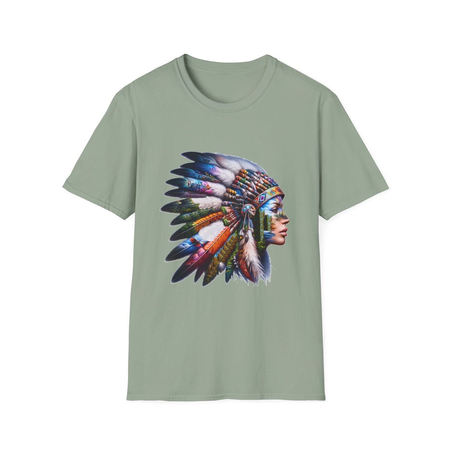 Native American Inspired Female-2. / Unisex Graphic Tee Shirt - Global Warming Warrior Wear, "S.P.C." A Social Purpose Corporation  