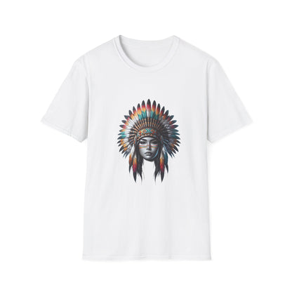 Native American Inspired Female-1.  / Unisex Graphic Tee Shirt - Global Warming Warrior Wear, "S.P.C." A Social Purpose Corporation  