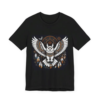 Owl-1. Native American Inspired / Unisex Graphic Tee Shirt - Global Warming Warrior Wear, "S.P.C." A Social Purpose Corporation  