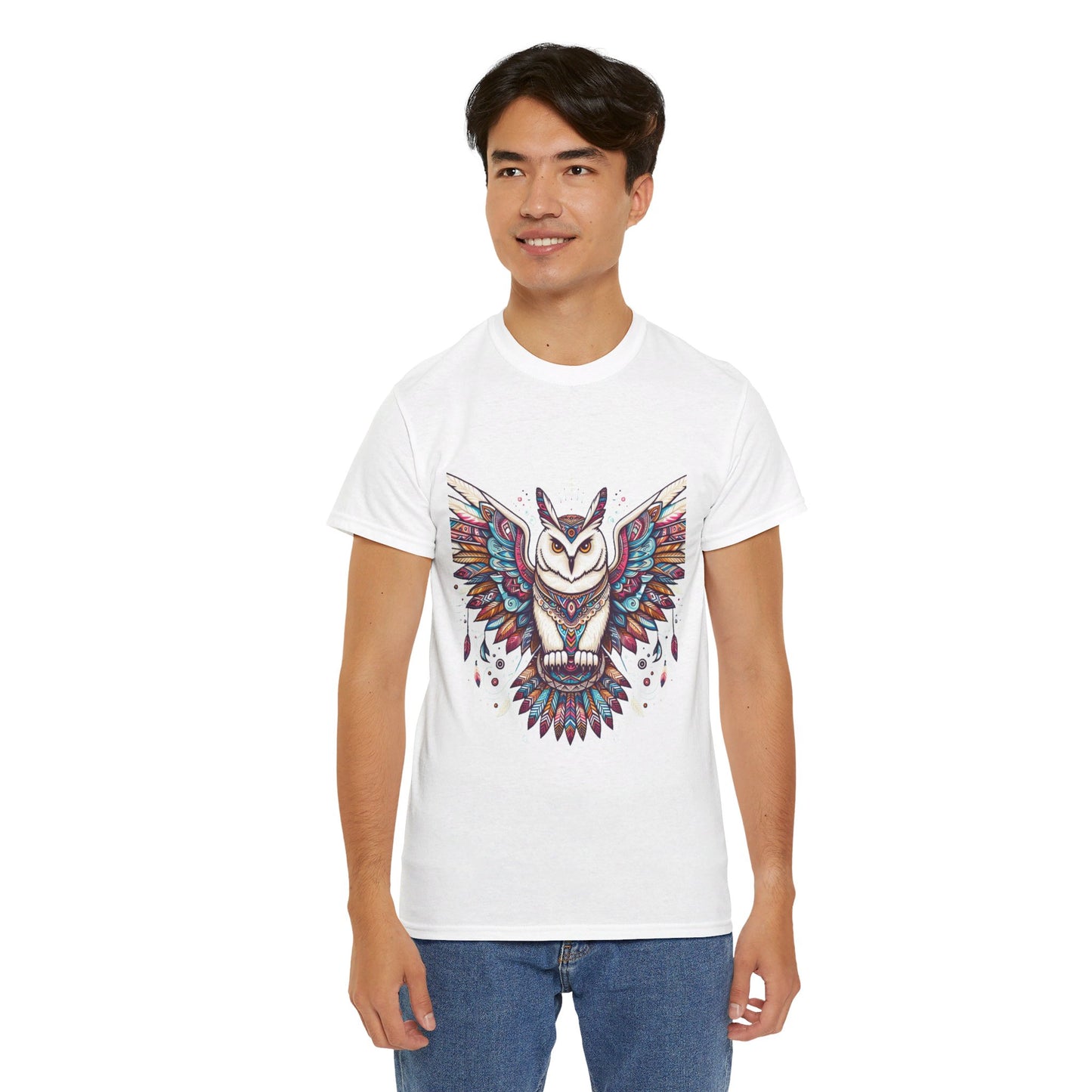 Owl-2. Native American Inspired / Unisex Graphic Tee Shirt - Global Warming Warrior Wear, "S.P.C." A Social Purpose Corporation  