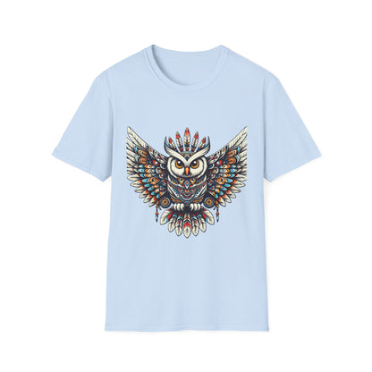 Owl-4. Native American Inspired / Unisex Graphic Tee Shirt - Global Warming Warrior Wear, "S.P.C." A Social Purpose Corporation  