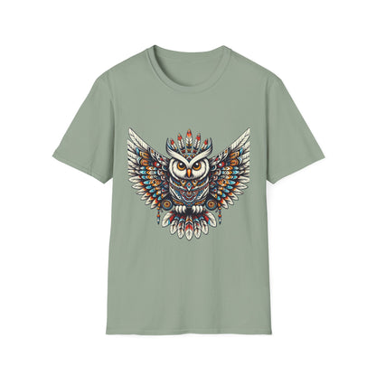 Owl-4. Native American Inspired / Unisex Graphic Tee Shirt - Global Warming Warrior Wear, "S.P.C." A Social Purpose Corporation  