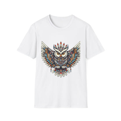 Owl-4. Native American Inspired / Unisex Graphic Tee Shirt - Global Warming Warrior Wear, "S.P.C." A Social Purpose Corporation  