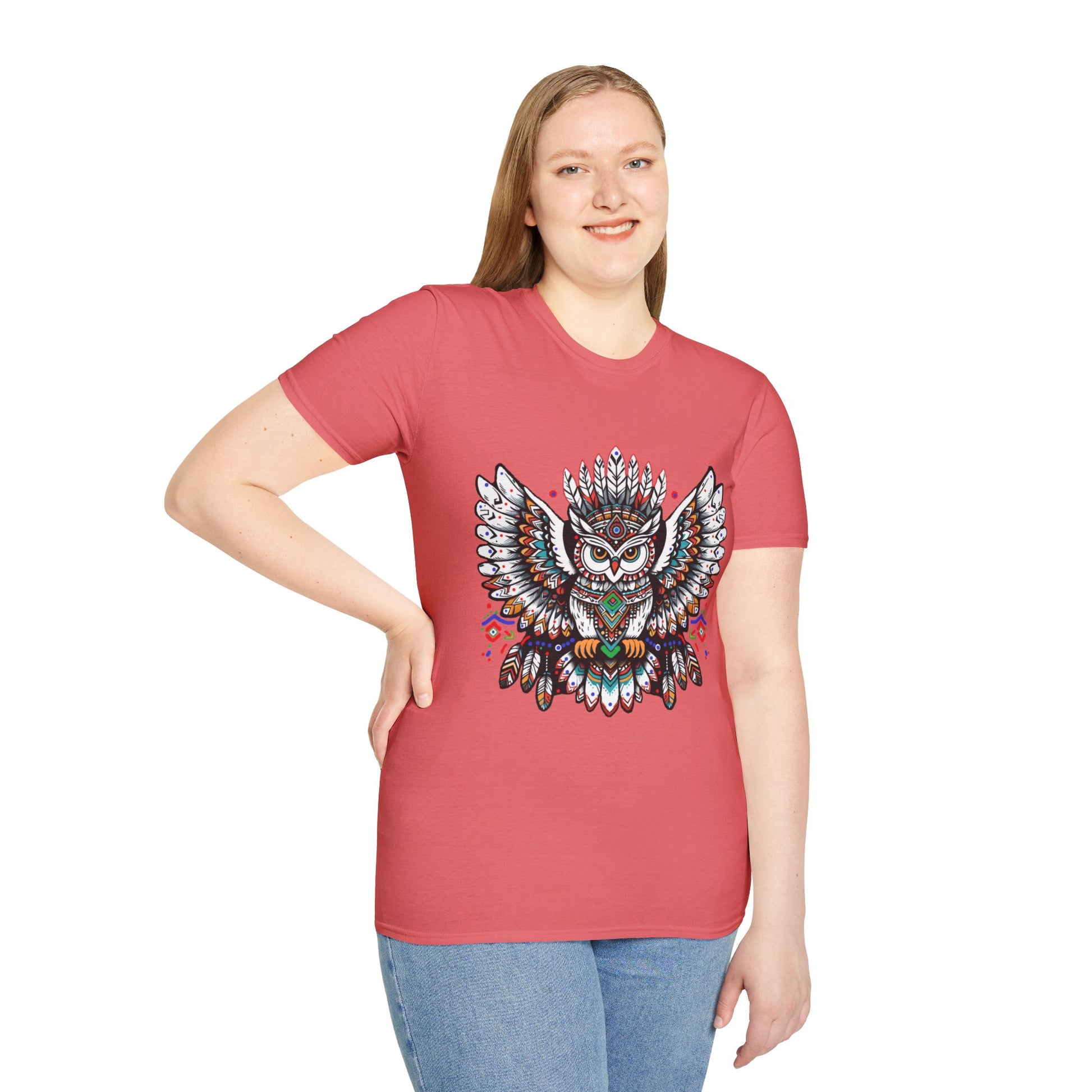 Owl-3. Native American Inspired / Unisex Graphic Tee Shirt - Global Warming Warrior Wear, "S.P.C." A Social Purpose Corporation  