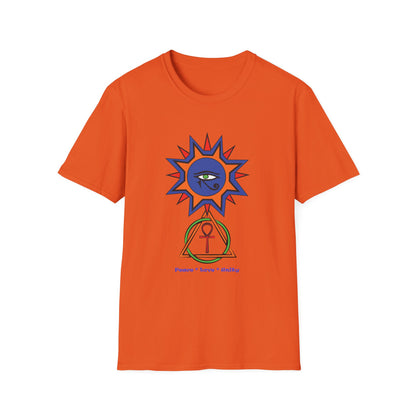 2-B. Egyptian Sun - Peace - Love - Unity / Unisex - Graphic Tee Shirt - Global Warming Warrior Wear, "S.P.C." A Social Purpose Corporation  