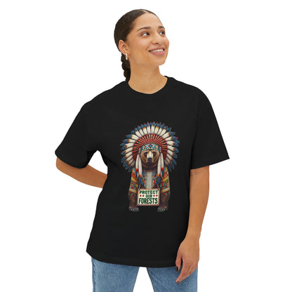 6-B. Protect our Forests - Bear - Native American Inspired / Unisex Graphic Tee Shirt - Global Warming Warrior Wear, "S.P.C." A Social Purpose Corporation  