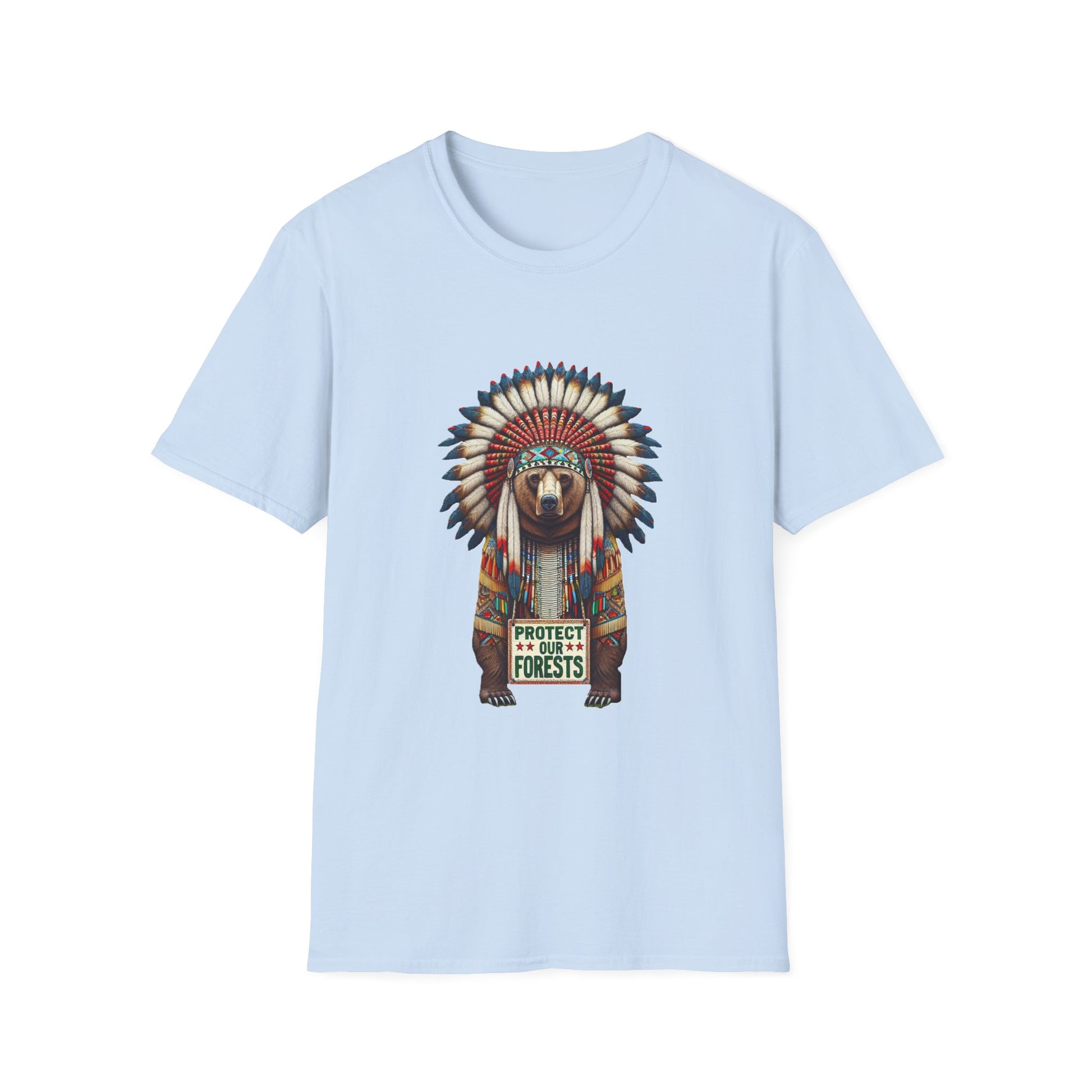 6-B. Protect our Forests - Bear - Native American Inspired / Unisex Graphic Tee Shirt - Global Warming Warrior Wear, "S.P.C." A Social Purpose Corporation  