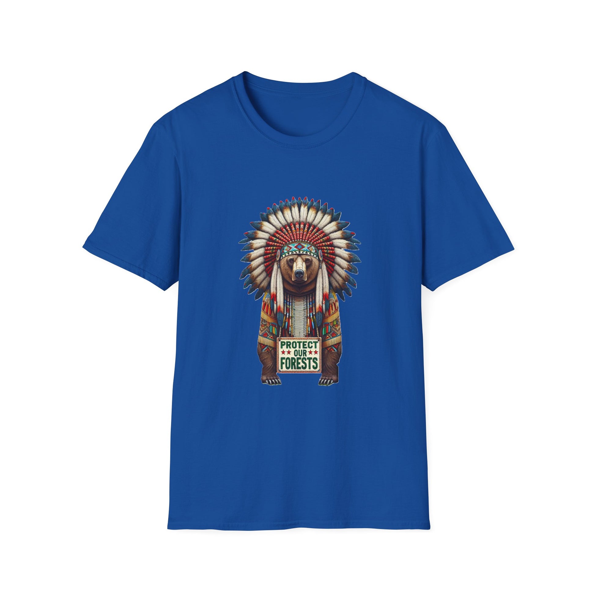 6-B. Protect our Forests - Bear - Native American Inspired / Unisex Graphic Tee Shirt - Global Warming Warrior Wear, "S.P.C." A Social Purpose Corporation  