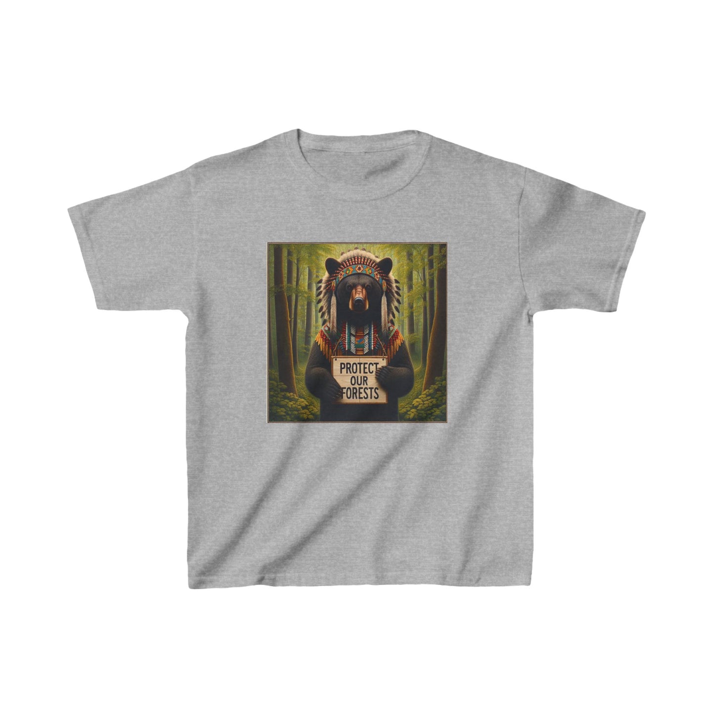 6-A. Protect our Forests - Bear - Native American Inspired / Unisex Graphic Tee Shirt - Global Warming Warrior Wear, "S.P.C." A Social Purpose Corporation  