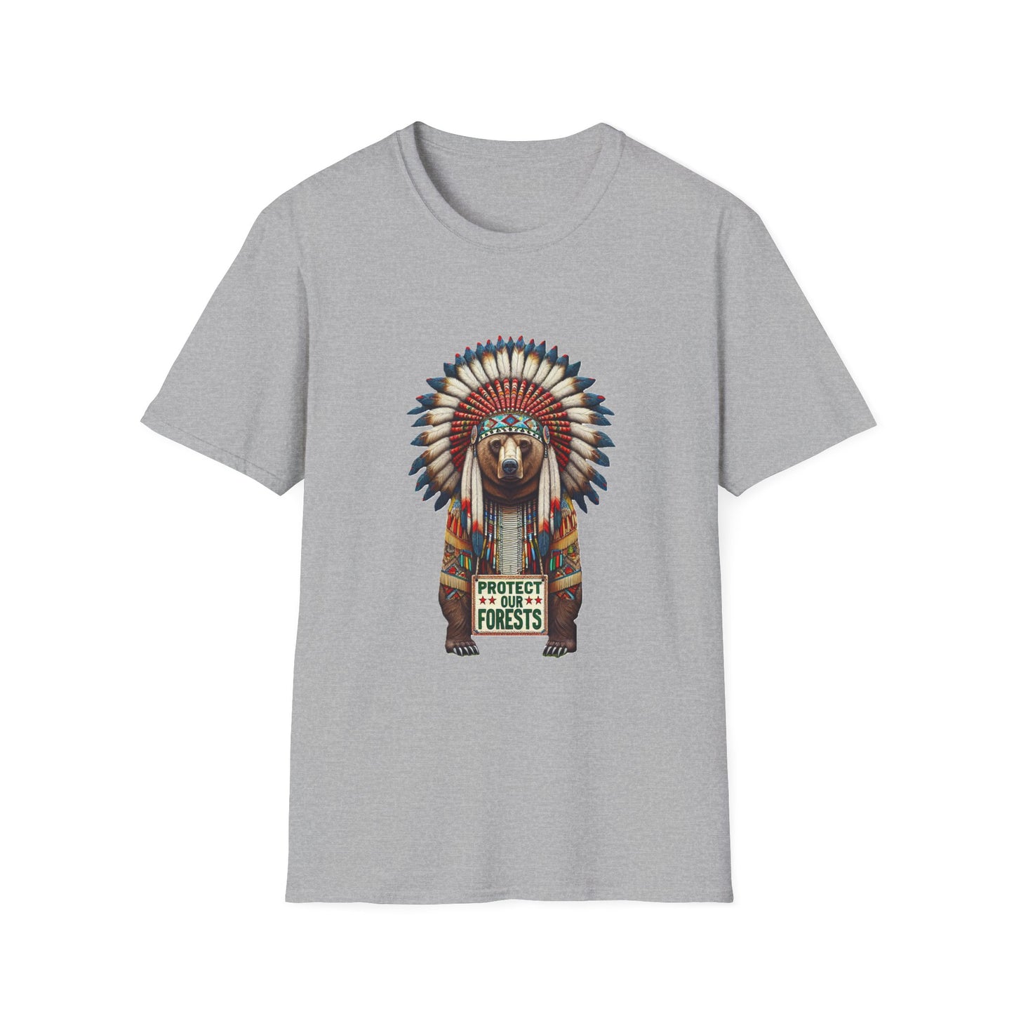 6-B. Protect our Forests - Bear - Native American Inspired / Unisex Graphic Tee Shirt - Global Warming Warrior Wear, "S.P.C." A Social Purpose Corporation  