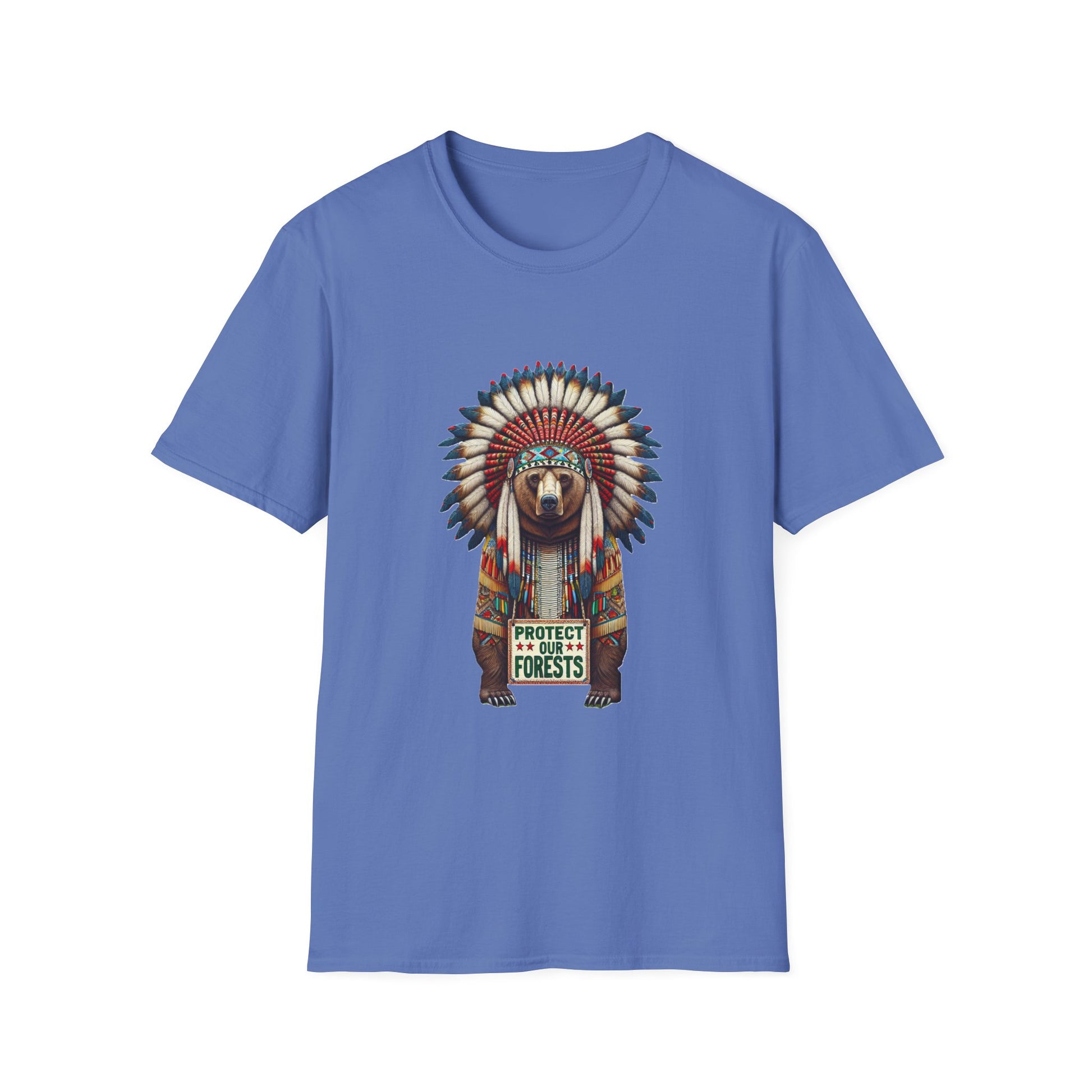 6-B. Protect our Forests - Bear - Native American Inspired / Unisex Graphic Tee Shirt - Global Warming Warrior Wear, "S.P.C." A Social Purpose Corporation  