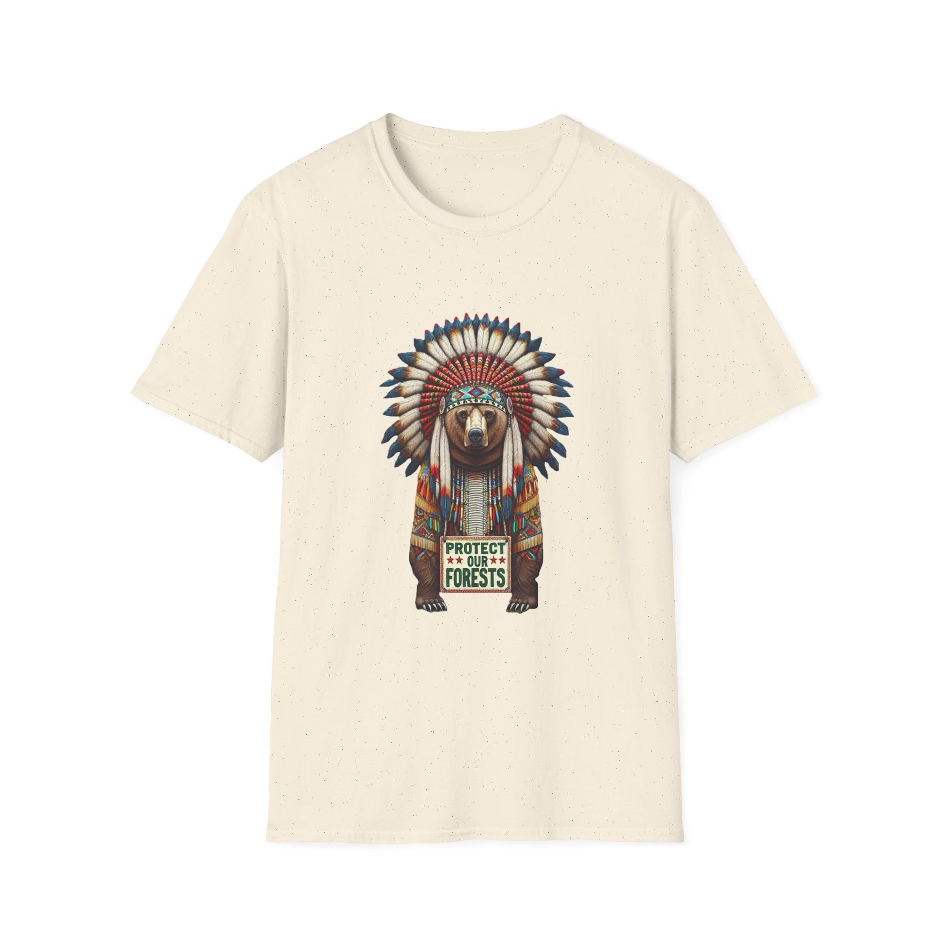 6-B. Protect our Forests - Bear - Native American Inspired / Unisex Graphic Tee Shirt - Global Warming Warrior Wear, "S.P.C." A Social Purpose Corporation  