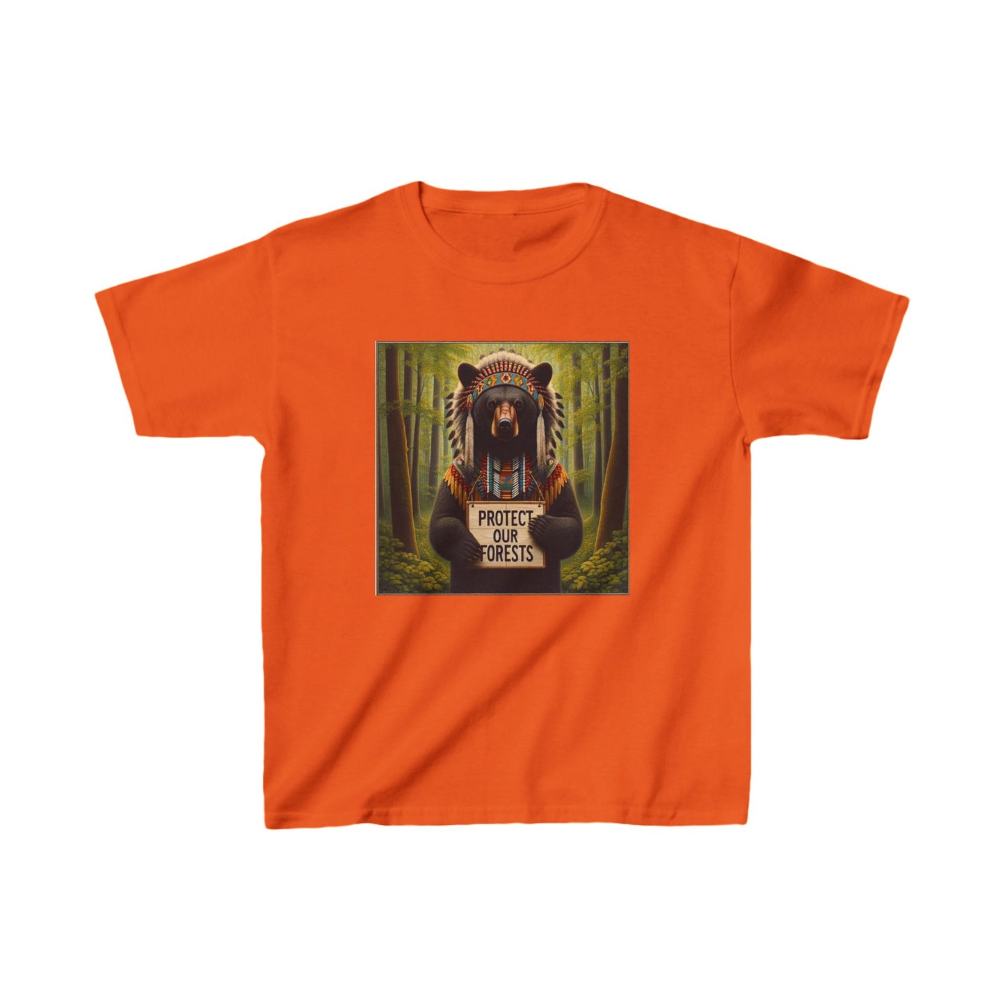 6-A. Protect our Forests - Bear - Native American Inspired / Unisex Graphic Tee Shirt - Global Warming Warrior Wear, "S.P.C." A Social Purpose Corporation  