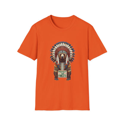 6-B. Protect our Forests - Bear - Native American Inspired / Unisex Graphic Tee Shirt - Global Warming Warrior Wear, "S.P.C." A Social Purpose Corporation  