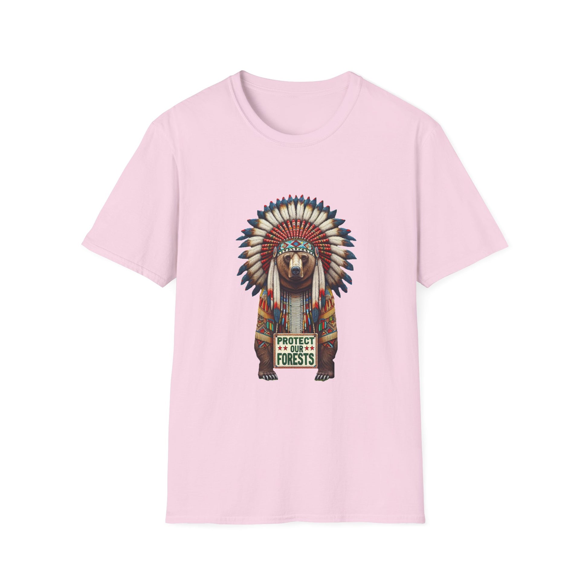 6-B. Protect our Forests - Bear - Native American Inspired / Unisex Graphic Tee Shirt - Global Warming Warrior Wear, "S.P.C." A Social Purpose Corporation  