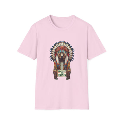 6-B. Protect our Forests - Bear - Native American Inspired / Unisex Graphic Tee Shirt - Global Warming Warrior Wear, "S.P.C." A Social Purpose Corporation  