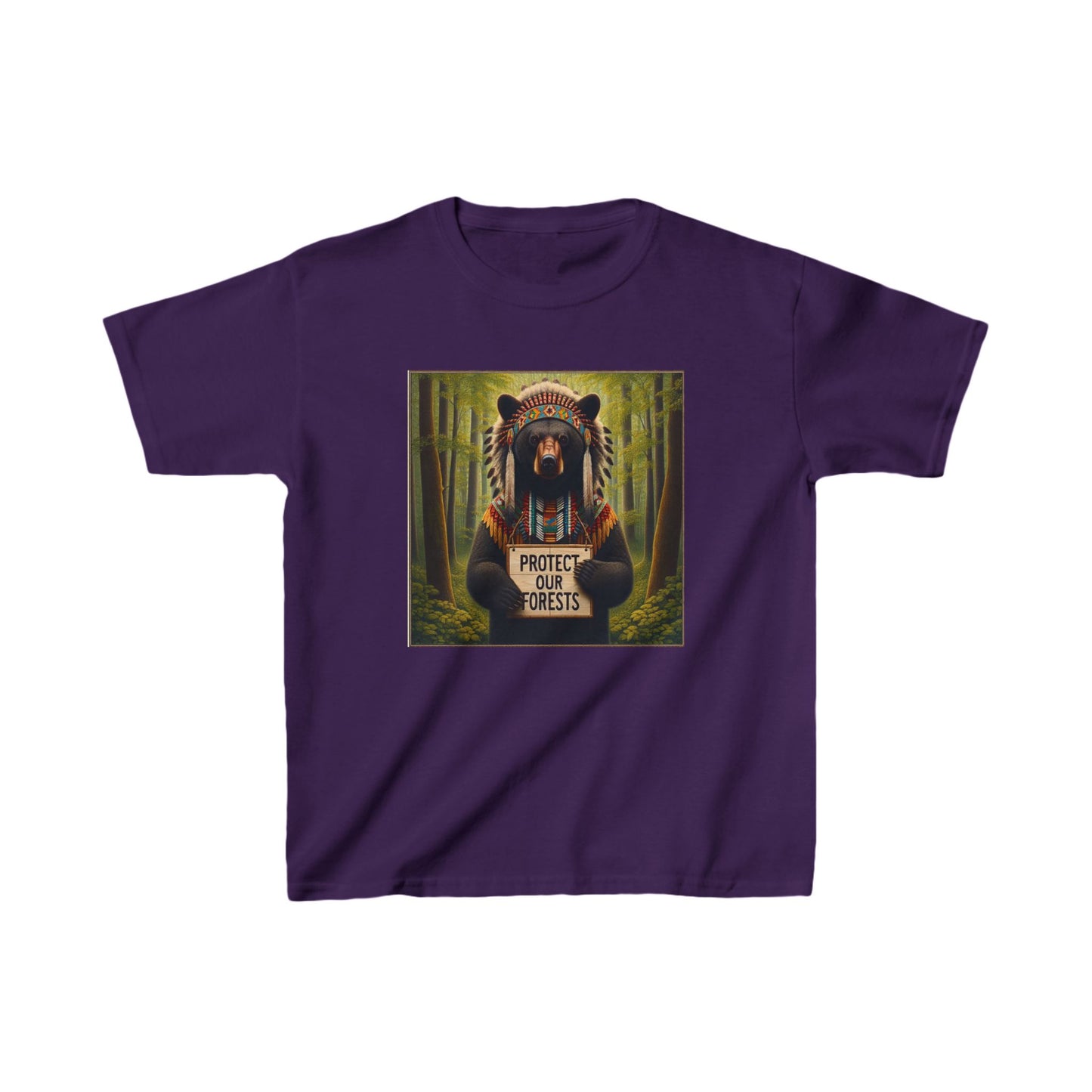 6-A. Protect our Forests - Bear - Native American Inspired / Unisex Graphic Tee Shirt - Global Warming Warrior Wear, "S.P.C." A Social Purpose Corporation  