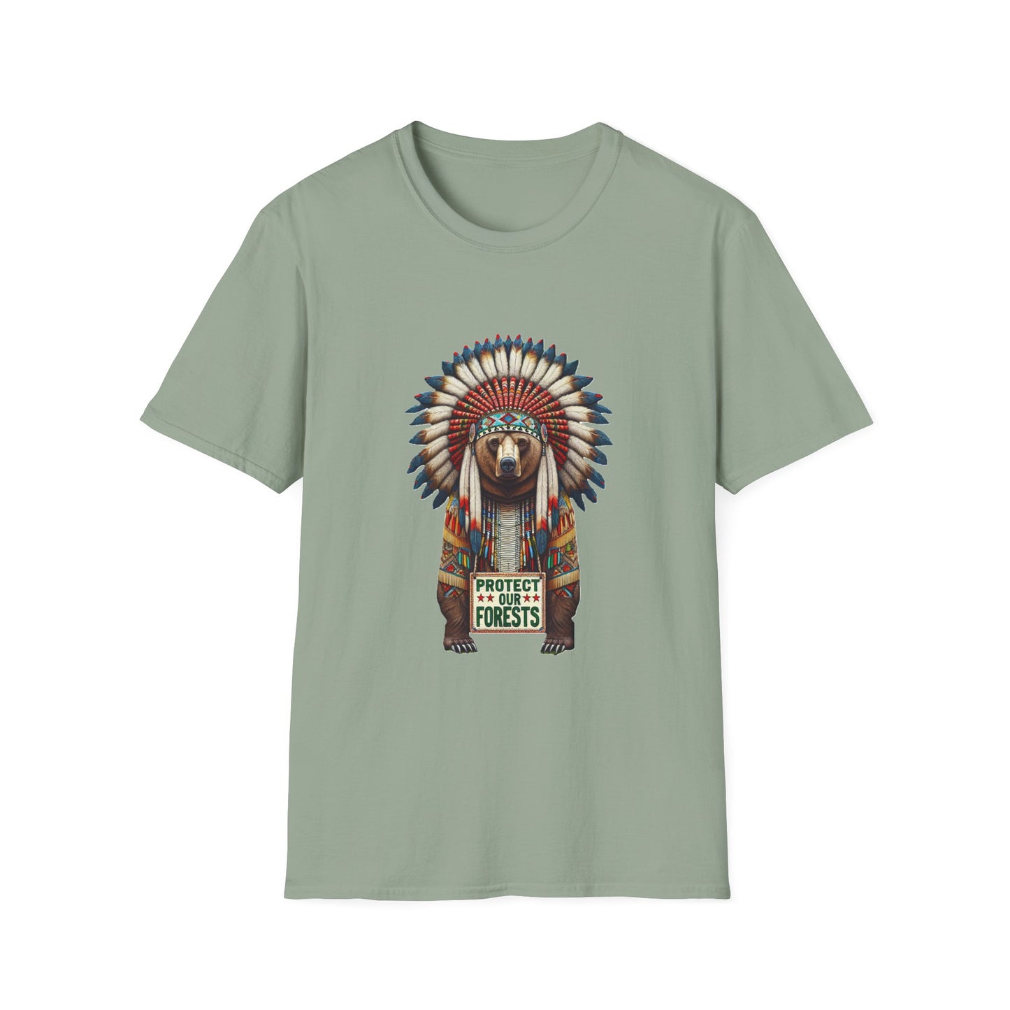 6-B. Protect our Forests - Bear - Native American Inspired / Unisex Graphic Tee Shirt - Global Warming Warrior Wear, "S.P.C." A Social Purpose Corporation  