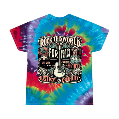 WR-C. Rock this World for - Peace - Justice - Equality / Unisex Graphic Tee Shirt - Global Warming Warrior Wear, "S.P.C." A Social Purpose Corporation  