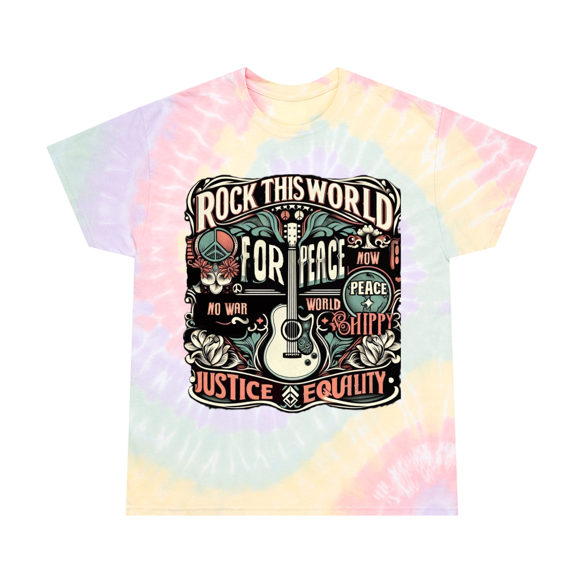 WR-C. Rock this World for - Peace - Justice - Equality / Unisex Graphic Tee Shirt - Global Warming Warrior Wear, "S.P.C." A Social Purpose Corporation  