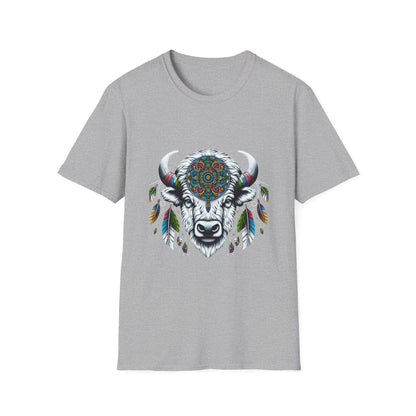 White Bison-2. Native American Inspired / Unisex Graphic Tee Shirt - Global Warming Warrior Wear, "S.P.C." A Social Purpose Corporation  