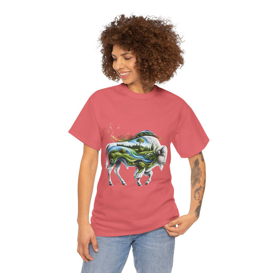 White Bison-3. Native American Inspired / Unisex Graphic Tee Shirt - Global Warming Warrior Wear, "S.P.C." A Social Purpose Corporation   ZEBRA UNDERGROUND