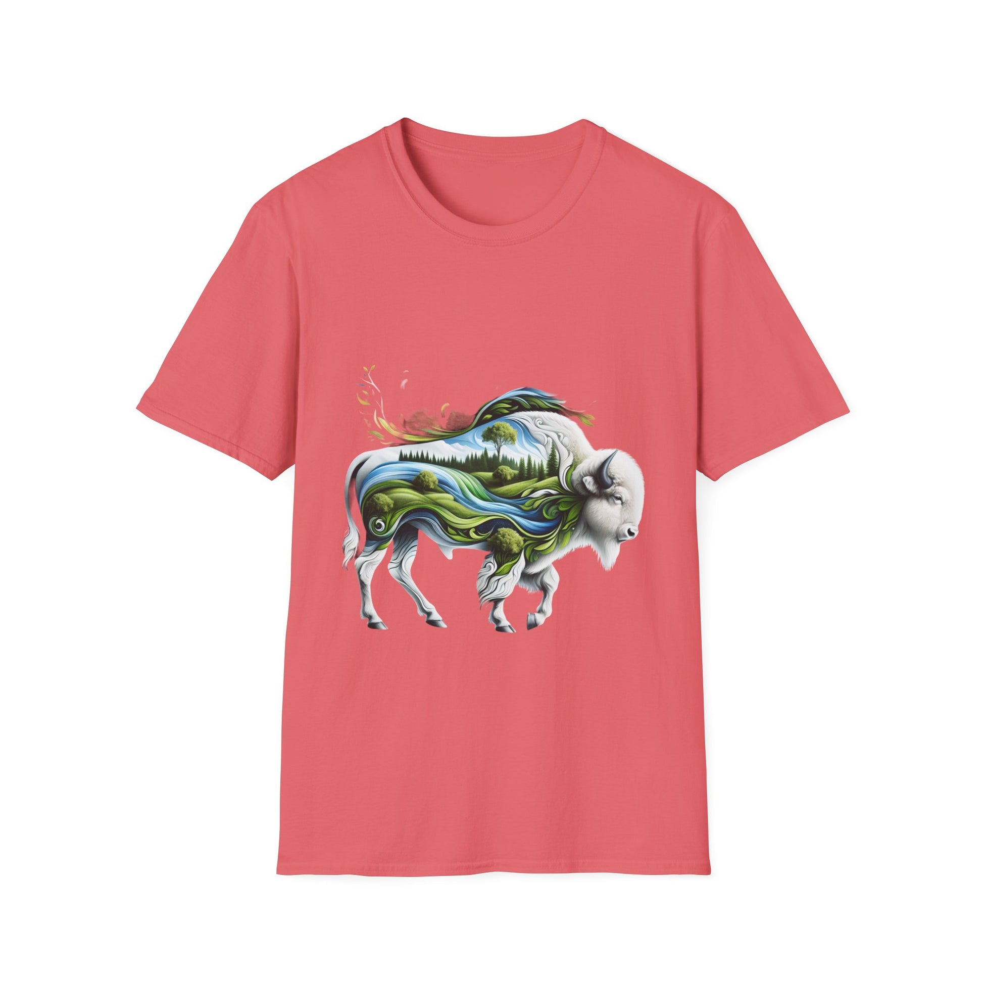 White Bison-3. Native American Inspired / Unisex Graphic Tee Shirt - Global Warming Warrior Wear, "S.P.C." A Social Purpose Corporation  