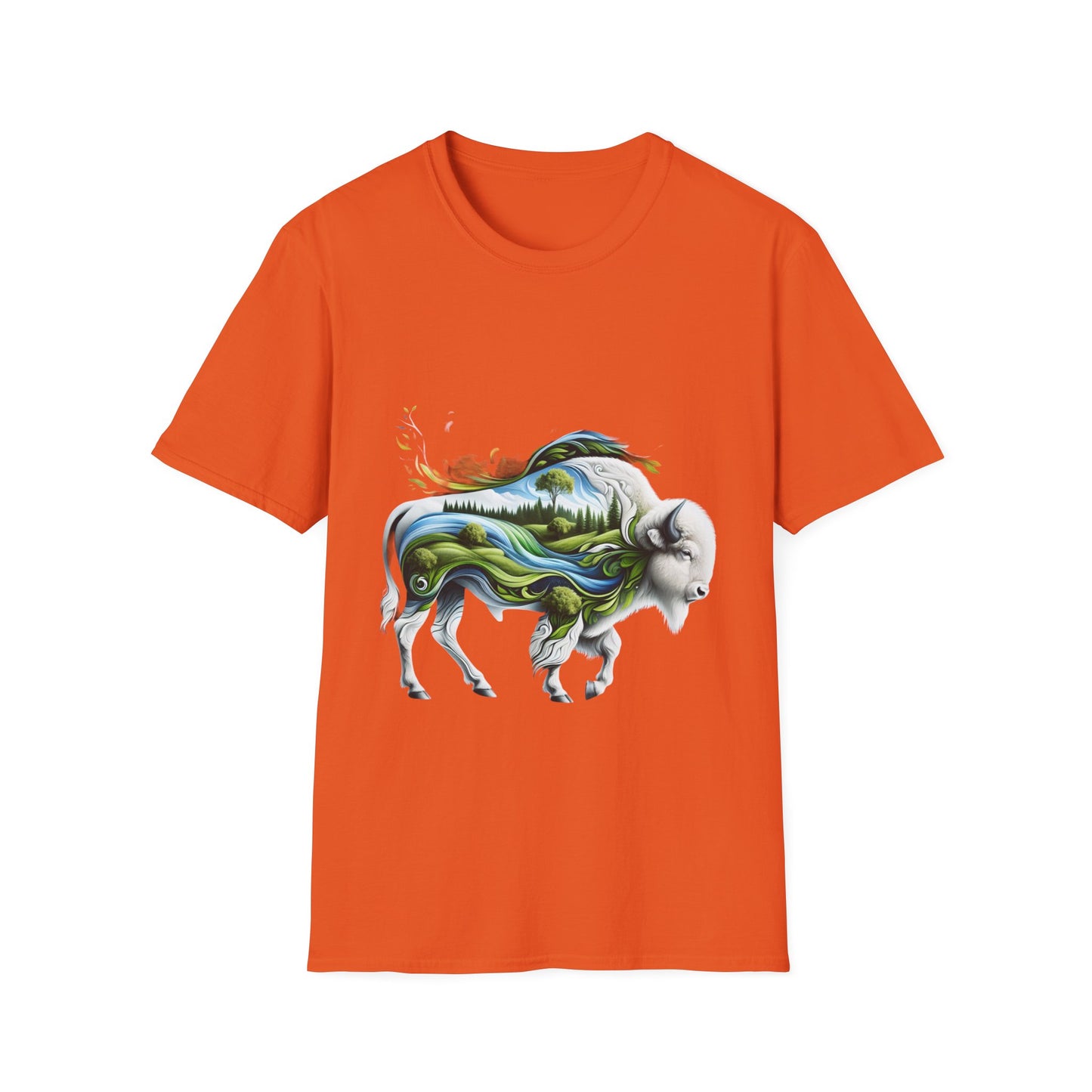 White Bison-3. Native American Inspired / Unisex Graphic Tee Shirt - Global Warming Warrior Wear, "S.P.C." A Social Purpose Corporation  