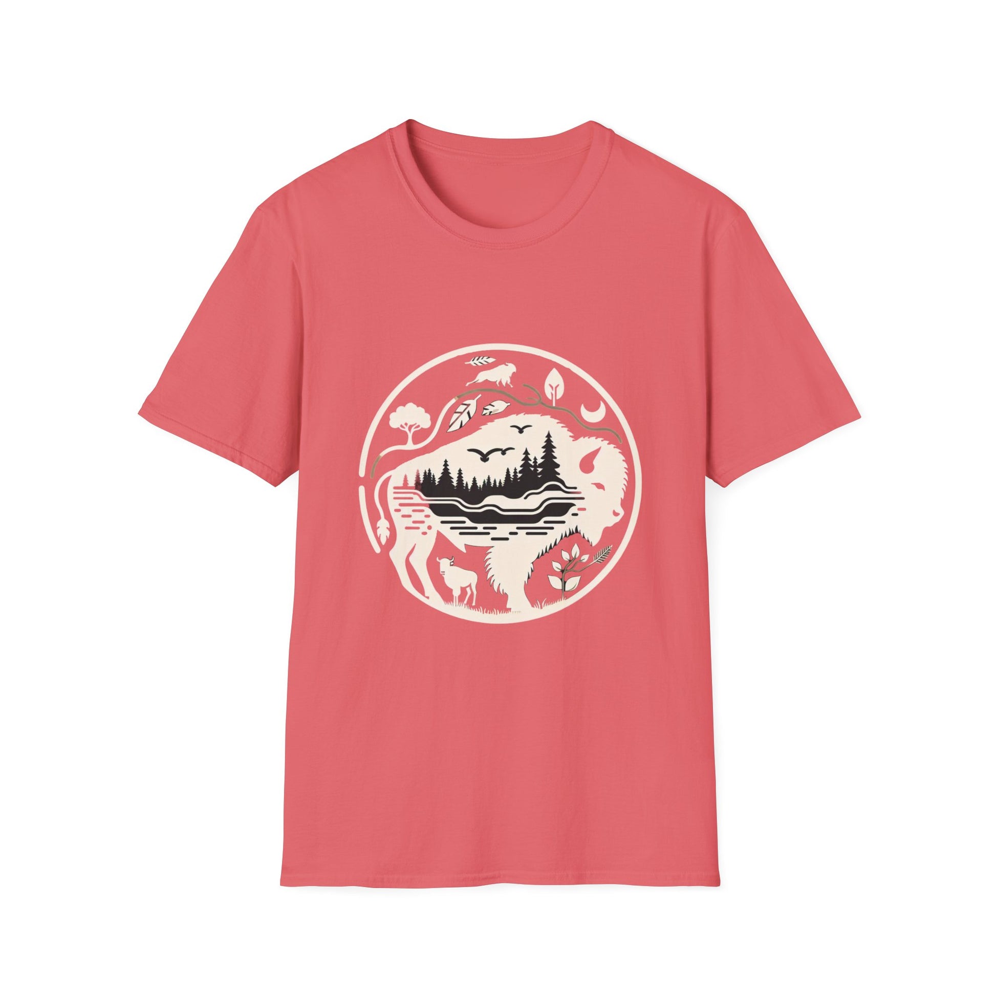 White Bison-4. Native American Inspired / Unisex Graphic Tee Shirt - Global Warming Warrior Wear, "S.P.C." A Social Purpose Corporation  