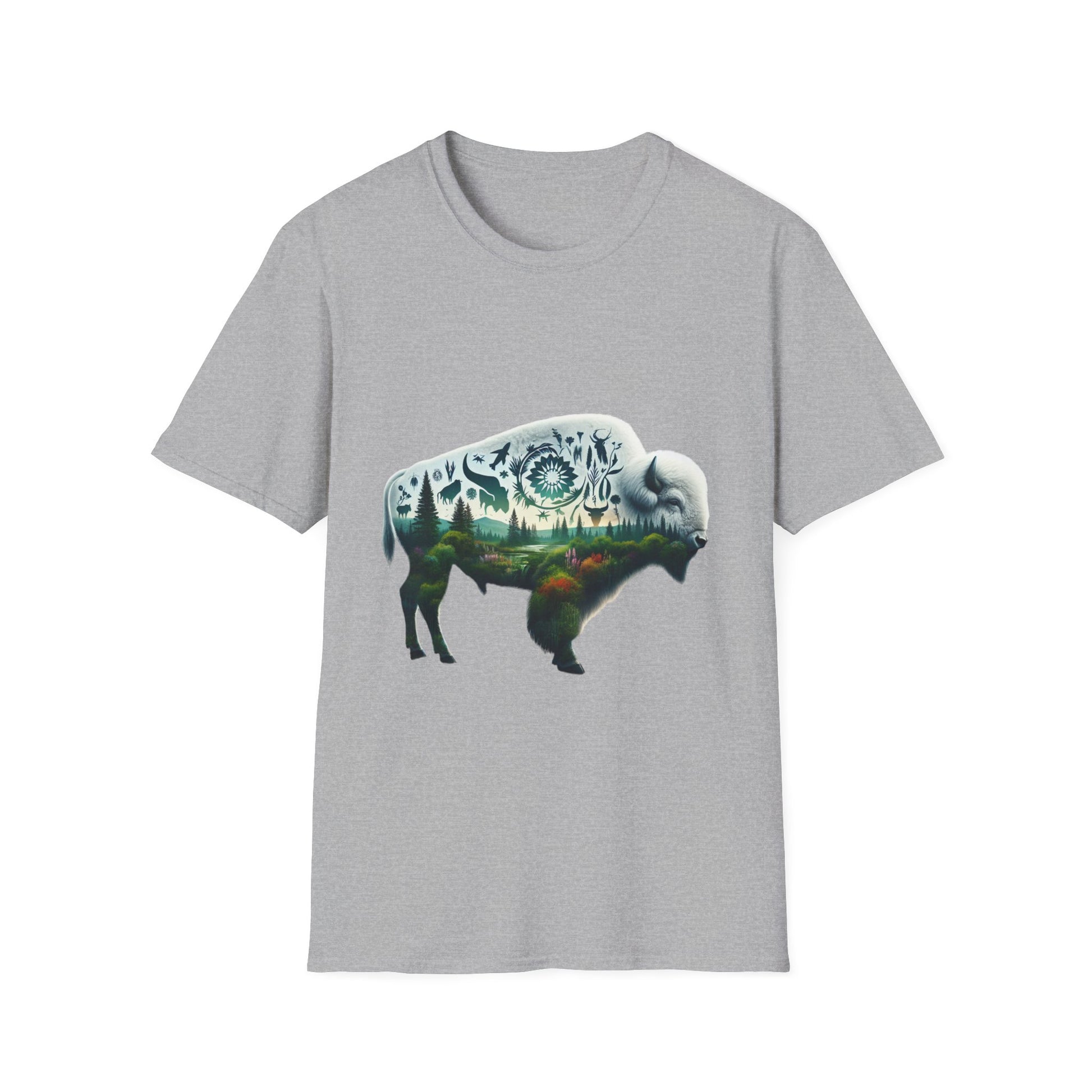 White Bison-5. Native American Inspired / Unisex Graphic Tee Shirt - Global Warming Warrior Wear, "S.P.C." A Social Purpose Corporation  