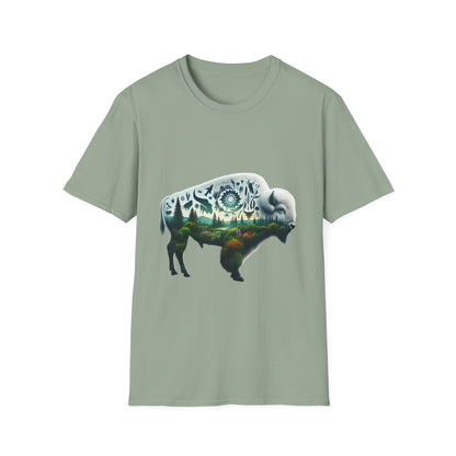 White Bison-5. Native American Inspired / Unisex Graphic Tee Shirt - Global Warming Warrior Wear, "S.P.C." A Social Purpose Corporation  