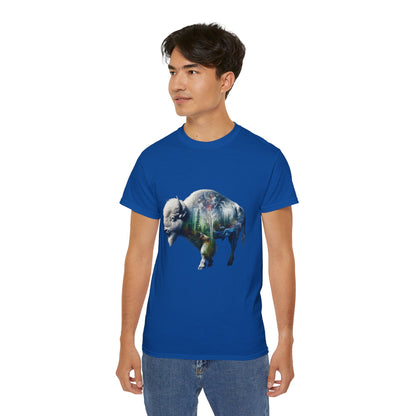 White Bison-6. Native American Inspired / Unisex Graphic Tee Shirt - Global Warming Warrior Wear, "S.P.C." A Social Purpose Corporation  