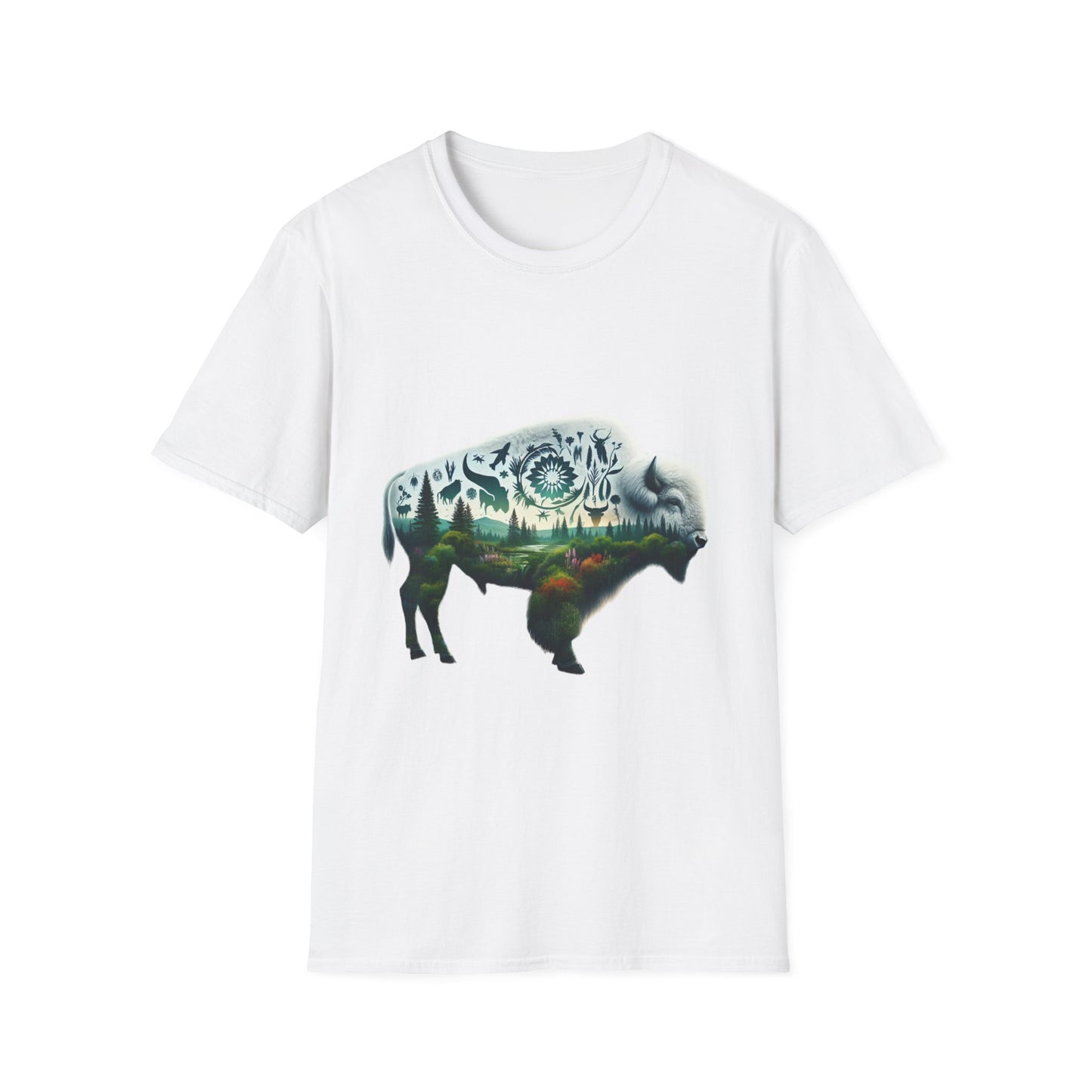 White Bison-5. Native American Inspired / Unisex Graphic Tee Shirt - Global Warming Warrior Wear, "S.P.C." A Social Purpose Corporation  