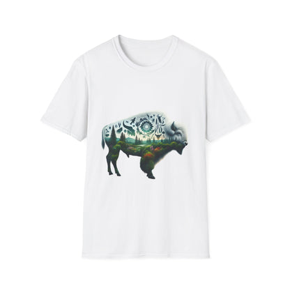 White Bison-5. Native American Inspired / Unisex Graphic Tee Shirt - Global Warming Warrior Wear, "S.P.C." A Social Purpose Corporation  