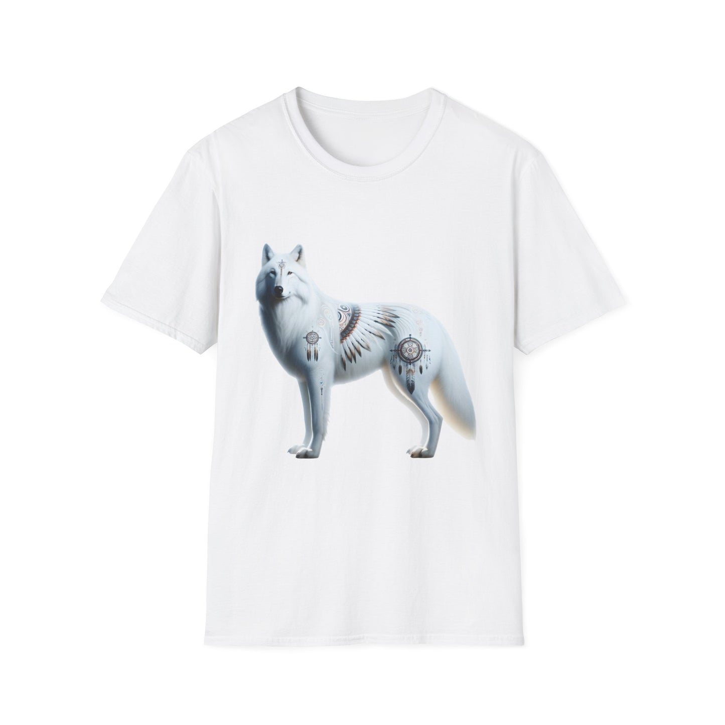 White Wolf-3. Native American Inspired / Unisex Graphic Tee Shirt - Global Warming Warrior Wear, "S.P.C." A Social Purpose Corporation  