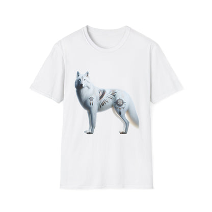 White Wolf-3. Native American Inspired / Unisex Graphic Tee Shirt - Global Warming Warrior Wear, "S.P.C." A Social Purpose Corporation  