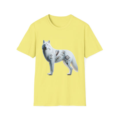 White Wolf-3. Native American Inspired / Unisex Graphic Tee Shirt - Global Warming Warrior Wear, "S.P.C." A Social Purpose Corporation  