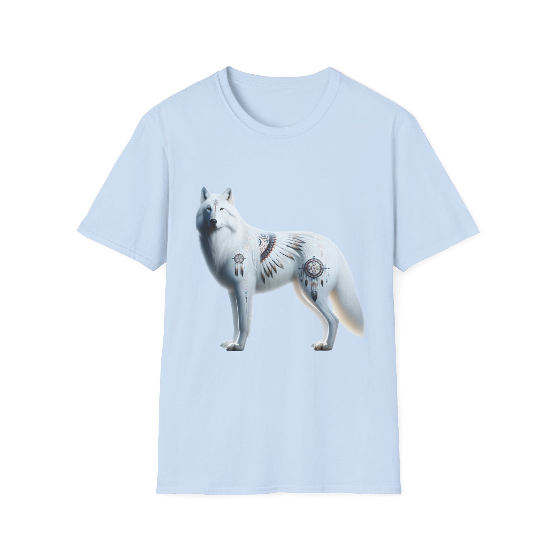 White Wolf-3. Native American Inspired / Unisex Graphic Tee Shirt - Global Warming Warrior Wear, "S.P.C." A Social Purpose Corporation  