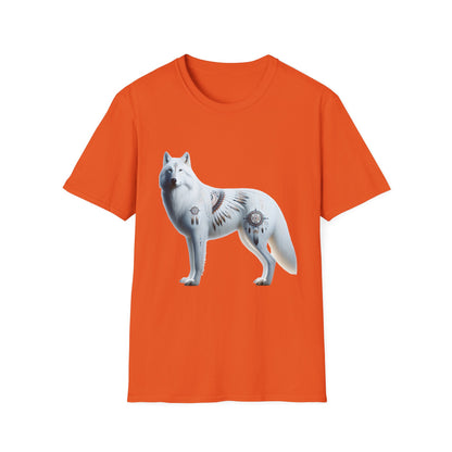 White Wolf-3. Native American Inspired / Unisex Graphic Tee Shirt - Global Warming Warrior Wear, "S.P.C." A Social Purpose Corporation  