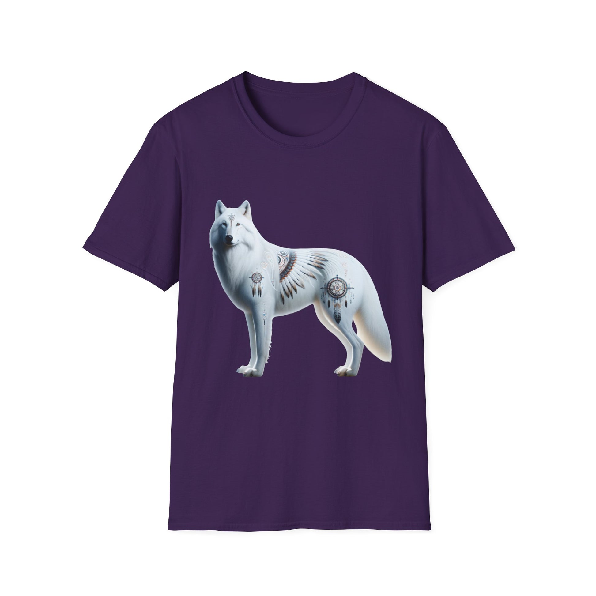 White Wolf-3. Native American Inspired / Unisex Graphic Tee Shirt - Global Warming Warrior Wear, "S.P.C." A Social Purpose Corporation  